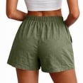 thumbnail image 7 of ADSSDQ Cotton Linen Shorts Women Plus Size Elastic Waist Drawstring Summer Beach Shorts with Pockets Casual Solid Color Pant Army Green XL, 7 of 7