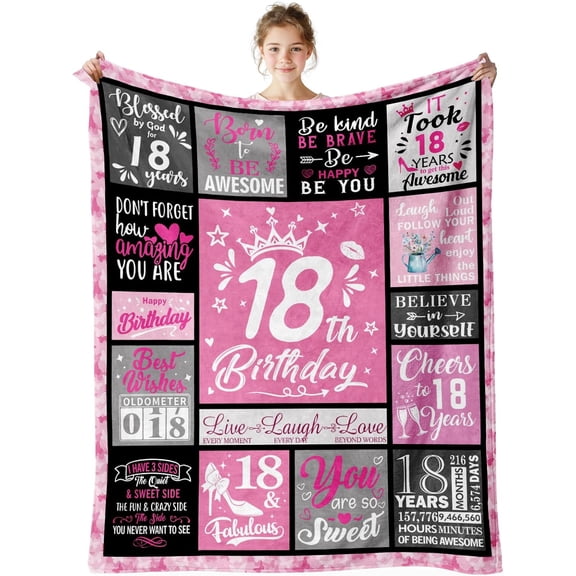 18th Birthday Gifts for Girls,18 Year Old Girl Birthday Gifts,Gifts for 18 Year Old Girl,18th Birthday Decorations,Gift for Girls 18 Years Old Birthdays Ideas Blanket 50"X60"