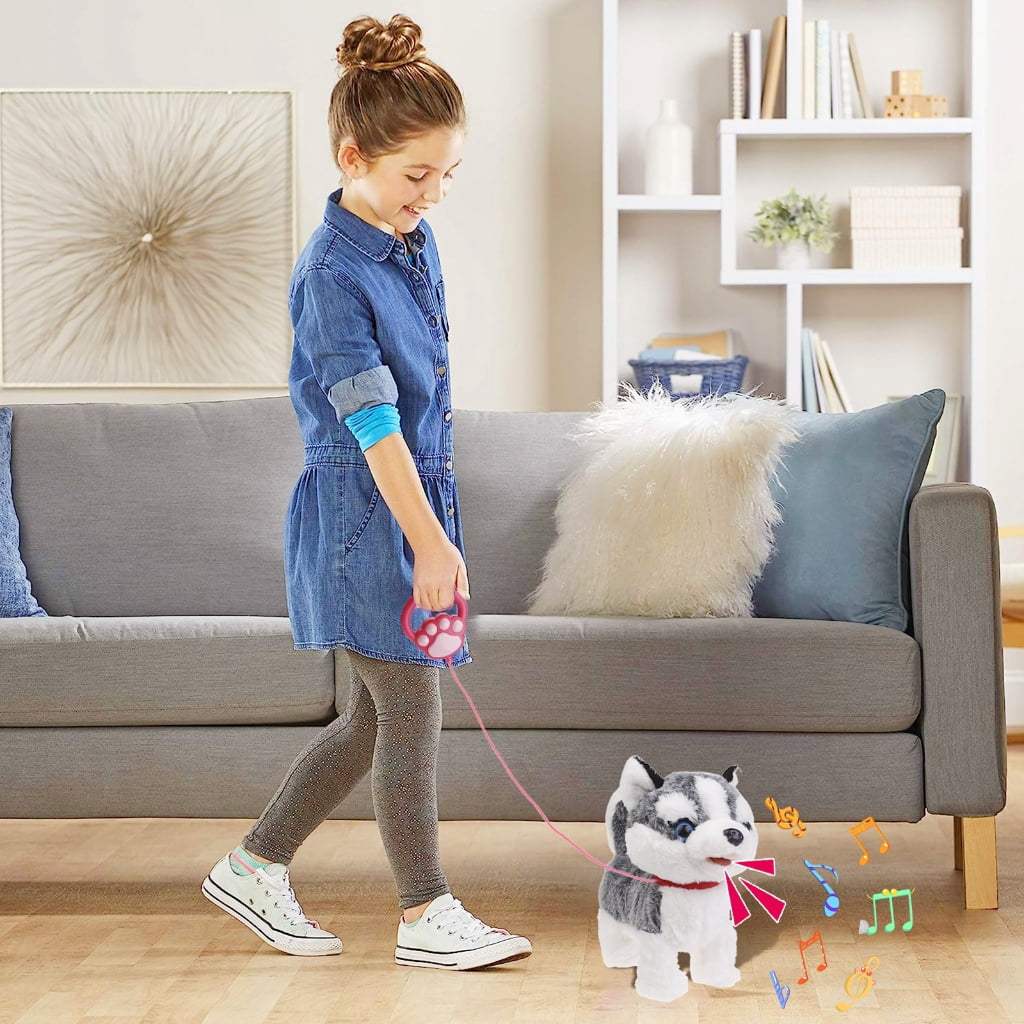 ZPAQI Electric Singing Dog Toy Walking Animal with Leash Rope Talking Plush Puppy Toy
