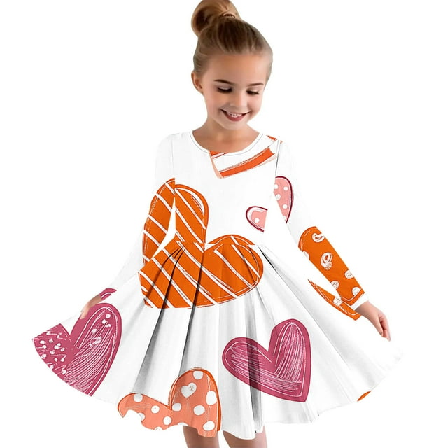 LOVZFMLL Fashion Girls Summer Short Sleeves PrintingRound Neck Dress