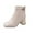 Beige, variant on Nrmvnmi Women's Middle Heels Ankle Boots Closed Toe Trendy Solid Color Belt Buckle Cotton Boots Toe Back Zipper Chunky Heel Ankle Boots Black Mothers Day Gifts