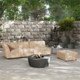 thumbnail image 3 of Cleo 140" 4pc Modular Upholstered Deep Seating Patio Sectional Sofa Almond Beige, 3 of 8