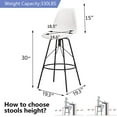 thumbnail image 6 of Andeworld Swivel Counter Bar Stools Set of 4 with Backs Mid Century Modern Armless Bar Height Side Chairs (30 inch,White), 6 of 9