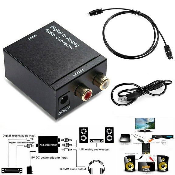 Digital Stereo Audio Signal to Analog Converter Mplifier Decoder Adapter