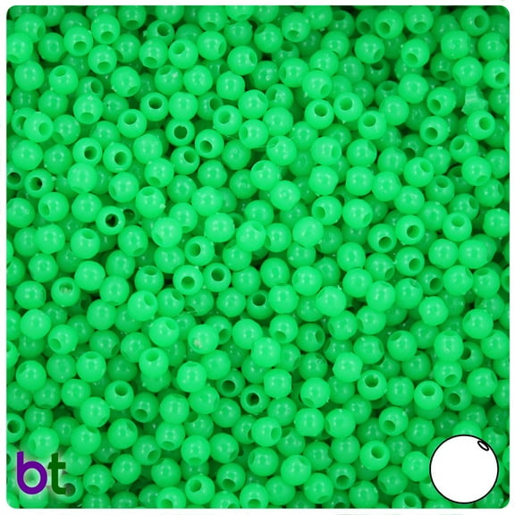 BeadTin Grasshopper Neon Bright 4mm Round Plastic Beads (1000pcs)