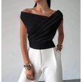 thumbnail image 6 of Women Summer Off the Shoulder Crop Cute Tops Sleeveless One Shoulder Ruched Y2K Going Out Tank Top, 6 of 7
