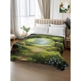 thumbnail image 2 of Twin Flat Sheet 66"x96", Forest Soft Lightweight Bedding Flat Sheets Only, Nature Woodland Spring Scenic Green Trees Flower Brushed Microfiber Top Bed Sheet, Breathable StainResistant Bedsheets, 2 of 9