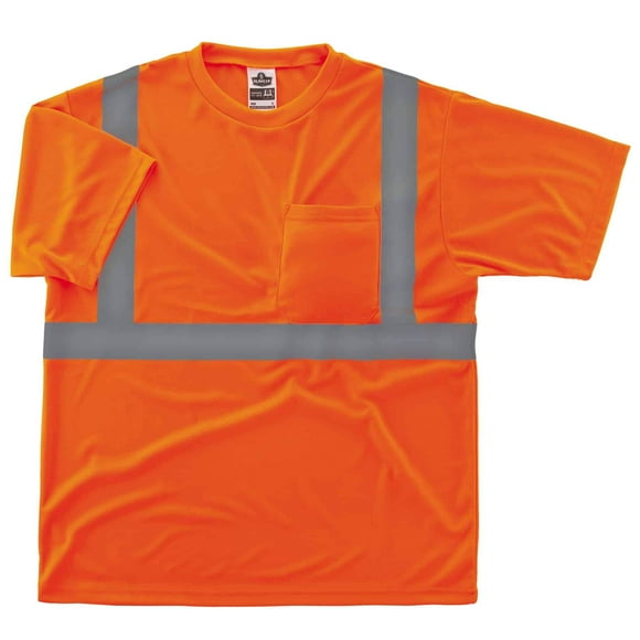Ergodyne GloWear 8289 Safety T-Shirt, High Visibility Polyester, ANSI-Compliant Reflective, Chest Pocket, Type R, Class 2