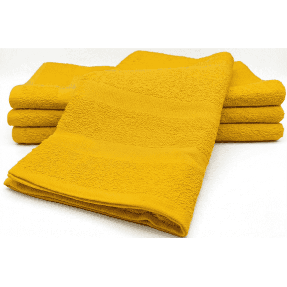 100% Cotton Beach Towels, 36 x 68 Inches, Oversized Pool & Spa Towels, Marigold Yellow (6)