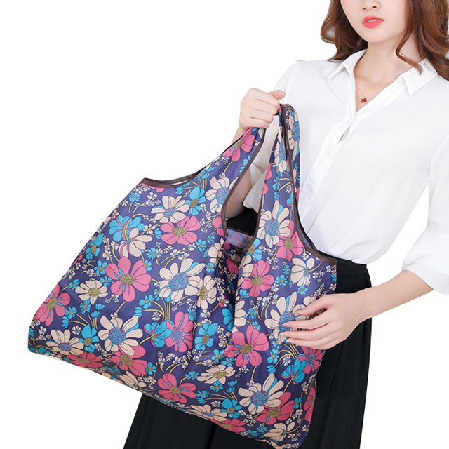 HEVIRGO Fleur Étoile Bande Réutilisable Pliable Femmes Sac à Provisions Grande Capacité Sac Fourre-Tout