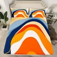 thumbnail image 6 of jejeloiu Vintage Geometric Lines Bed Sheets,Minimalist Geometric King Sheets,Orange Blue White Sheet Set,Ultra Soft Bedroom Decor,4pcs, 6 of 7