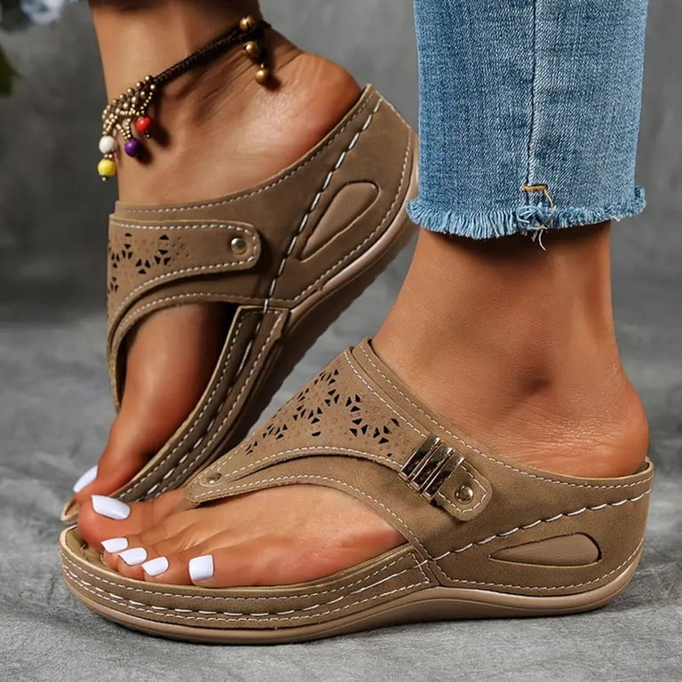 chinese dress ladies CMF Women Dress Sandals Comfortable Low Heels Open Toe Chunky Summer E –  Comofeet main image 0