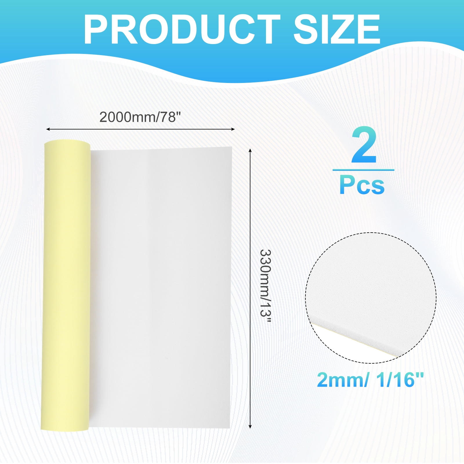 Uxcell 2 Pcs White Foam Sheets, 78"x13"x 1/16" Self Adhesive EVA Foam Roll with Adhesive Backing for Crafts DIY Projects Furniture Protecting Gap Filling