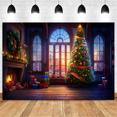 thumbnail image 2 of Fondo de tela de 210 x 150 cm con diseño de árbol de Navidad invernal para fotografía infantil, modelo 7978, 2 of 8