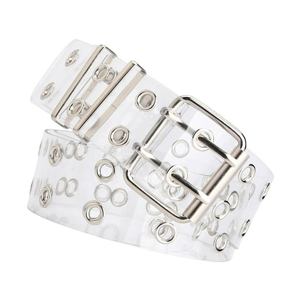Cinturones Transparentes PVC Para Mujer - Pack 3 Unidades Con Diseños Punk Y Doble Ojal