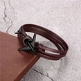 thumbnail image 3 of Multilayer Leather Bracelet Airplane  Anchor - Unisex Nautical Wrap Charm, 3 of 6