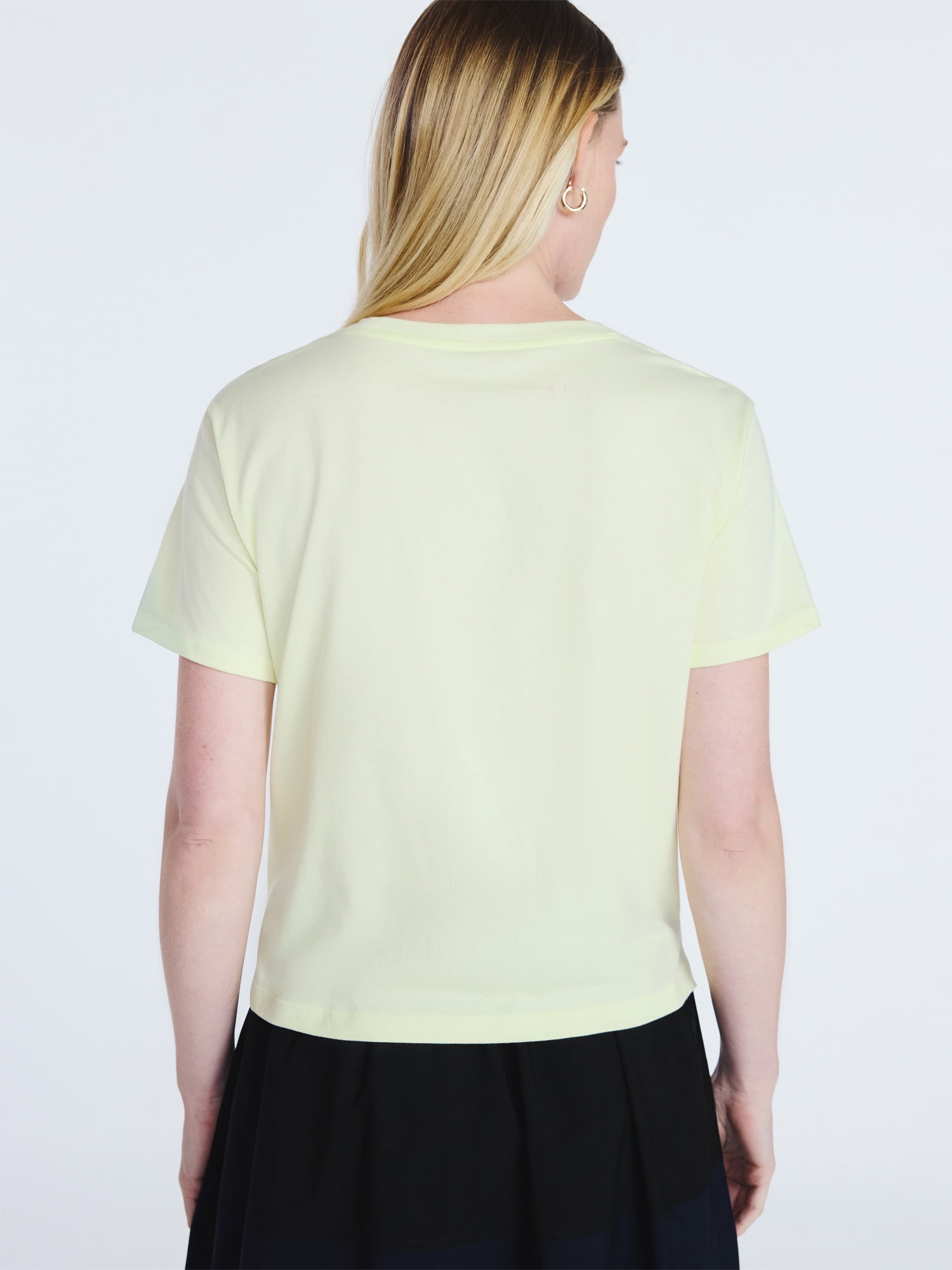 Free Assembly Women's and Women's Plus Cotton Cropped Boxy Tee with Short Sleeves, Sizes XS-4X