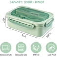 thumbnail image 6 of 1200ML Lunch Containers for Adults, LeakProof Lunch Box with Utensils, BPA Free, 3 Compartment Bento Box Microwave Safe, 6 of 7