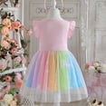 thumbnail image 2 of Girls Cartoon Rainbow Tutu Dress Short Sleeve Birthday Princess Outfit for 2-7Y, 2 of 6