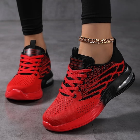 Women's Air Cushion Running Shoes Shock Absorption Athletic Shoes Walking Shoes Jogging Tennis Sneaker Red