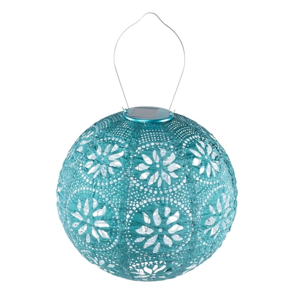 Allsop Soji Stella - Brights Geo Palm - 12" Outdoor Solar Lantern - Mineral Green