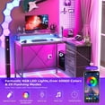 thumbnail image 6 of Jojoka L Shaped Computer Gaming Desk with Power Outlets & LED Lights, Corner PC Desk with 3 Storage Drawers & Monitor Stand, Home Office Desk, Study Desk, Writing Desk, Workstation, Grey, 6 of 7