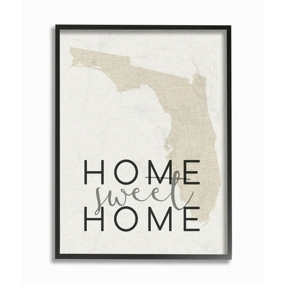 The Stupell Home Decor Collection Home Sweet Home Florida Typography Framed Giclee Texturized Art, 11 x 1.5 x 14