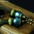 thumbnail image 5 of Granjero Gordo Pendientes colgantes de plumas nativas vintage de lujo hechos a mano para mujer, pendientes largos de gancho estilo bohemio con diseño de pavo real, 5 of 5