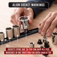 thumbnail image 5 of Precision Defined Aluminum Tool Socket Holder 3-Piece Set | Black, 1/4-Inch x 16 Clips, 3/8-Inch x 16 Clips, 1/2-Inch x 14 Clips | 360 Rotation, 5 of 5