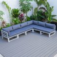 thumbnail image 3 of LeisureMod Chelsea 6-Piece Outdoor Patio Sectional Weathered Grey Aluminum With Blue Cushions, 3 of 14