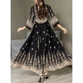 thumbnail image 2 of MORTTIC Women's Bohemian Embroidered Maxi Dress Elegant 3/4 Sleeve Swing Dress, 2 of 6