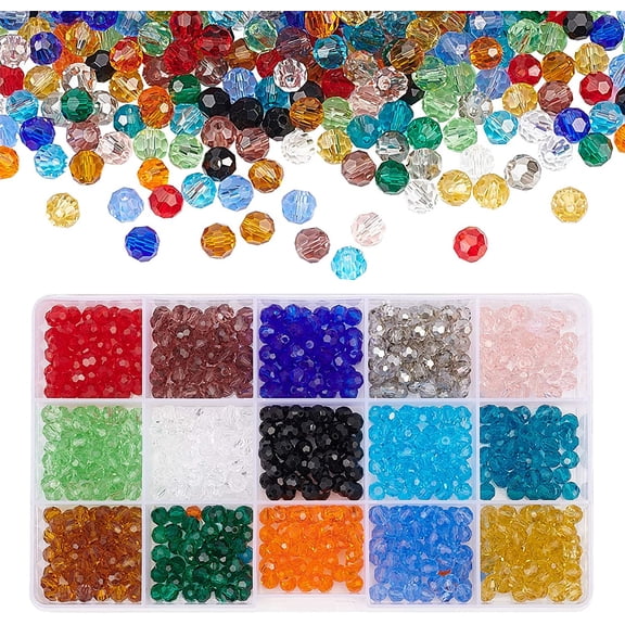 750pcs Faceted Briollete Beads 15 Color Bicone Beads 6mm Faceted Beads Jewelry Making Supply