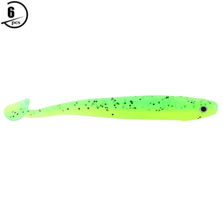 HENGJIA 6Pcs Soft Plastic Fishing Lures T-Tail Grub Worm Baits Fish Tackle Accessory(green)