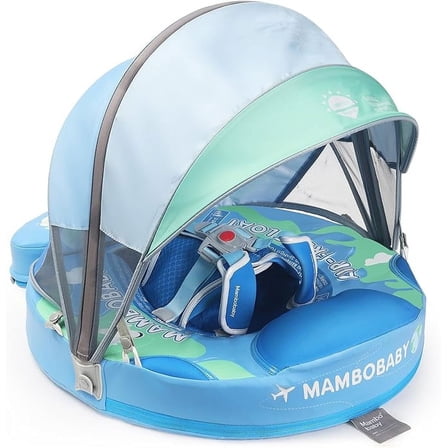 HECCEI Mambobaby Float with Canopy Non Inflatable Pool Swim Float, Earth
