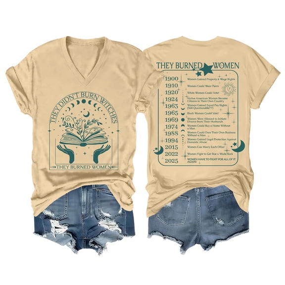 They Didn't Burn Witches They Burned Women Shirt V Neck Feminist Witch Shirts For Women
