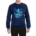 thumbnail image 2 of Wild Bobby, Tiger In The Snowy Night Animal Lover Unisex Crewneck Graphic Sweatshirt, Navy, Medium, 2 of 3