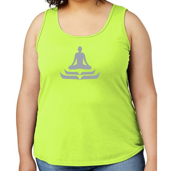 Women's Lotus Pose Yoga Mid-weight Tanktop, Large Neon Yellow