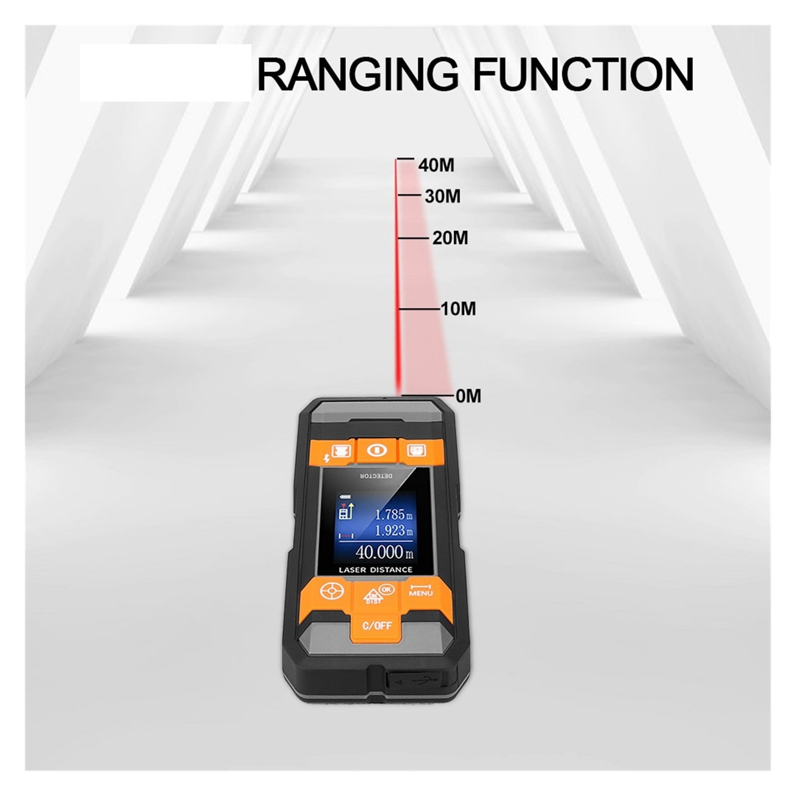 Digital Distance Meter Stud Finder AC Wire Tracker Wall Scanner Wood Moisture Meter Rangefinder Tape Metal Detector ,Accurate and Quick - 210D