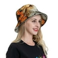 thumbnail image 4 of Yiaed Vintage Colorful Flower Puppy Print Reflective Stripe Bucket Hat Unisex Funny Outdoor Fisherman Cap Beach Sun Hat, 4 of 5