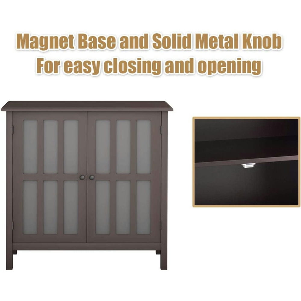 Finihen Kitchen Storage Cabinet, Buffet Sideboard, Glass Door Sideboard Console Storage Buffet Cabinet, for Dining Room, Kitchen, Living Room, Brown Finihen Kitchen Storage Cabinet, Buffet Sideboard, Glass Door Sideboard Console Storage Buffet Cabinet, for Dining Room, Kitchen, Living Room, Brown