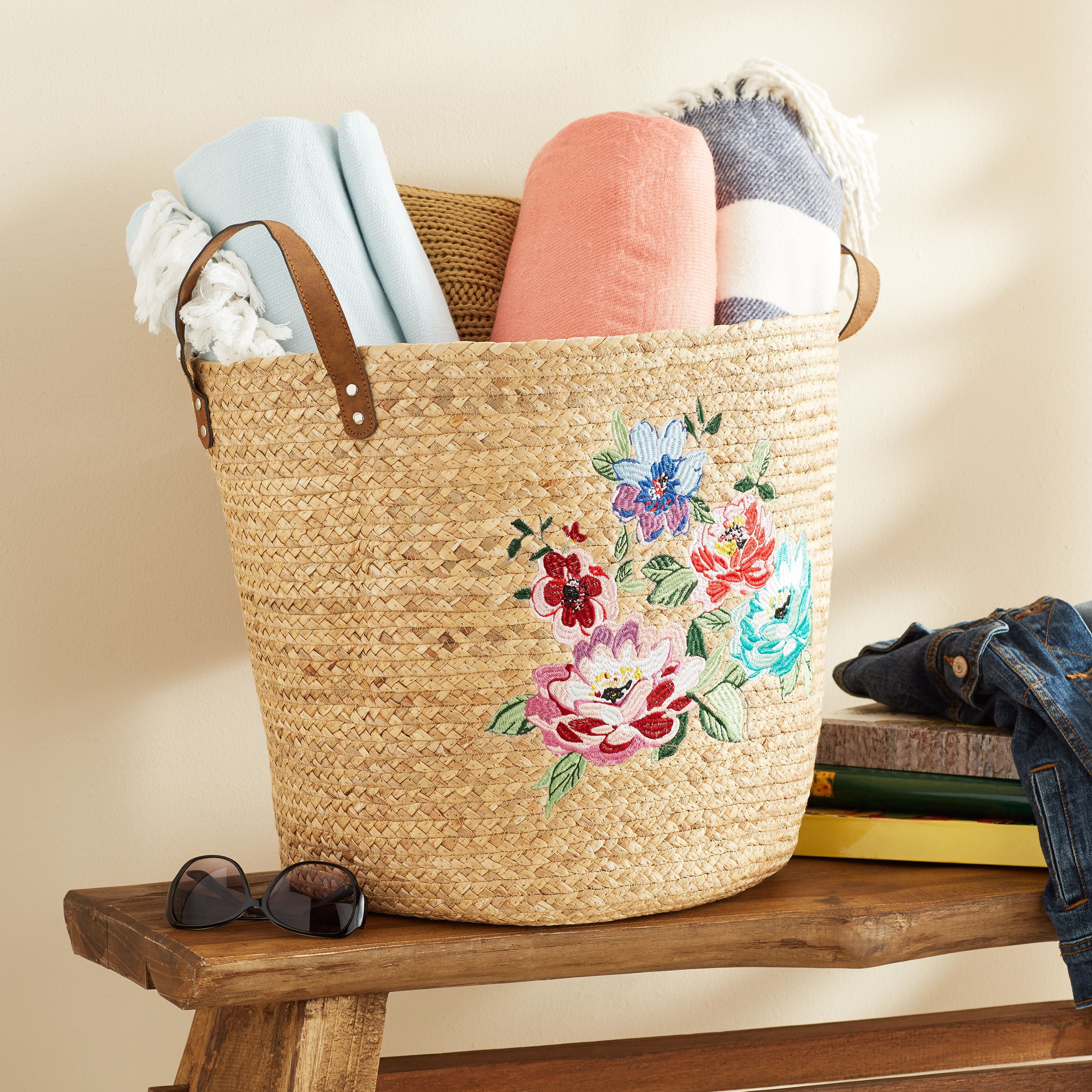 The Pioneer Woman Melody Large Embroidered Basket