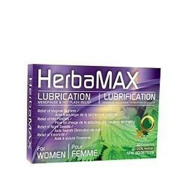 HerbaMAX Femmes Lubrification, Ménopause et Soulagement des Bouffées de Chaleur 30 Gélules
