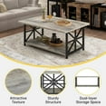 thumbnail image 2 of AWQM Table Basse d'Angle Ronde, Étagère de Rangement Double Moderne Table Basse, Table Basse en Marbre Style Moderne pour Salon, Gris, 2 of 6