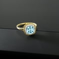 thumbnail image 5 of Gem Stone King 10K Yellow Gold Sky Blue Topaz and White Diamond Women Engagement Ring (2.02 Cttw, Cushion Cut 7MM, Available in Size 5, 6, 7, 8, 9), 5 of 7