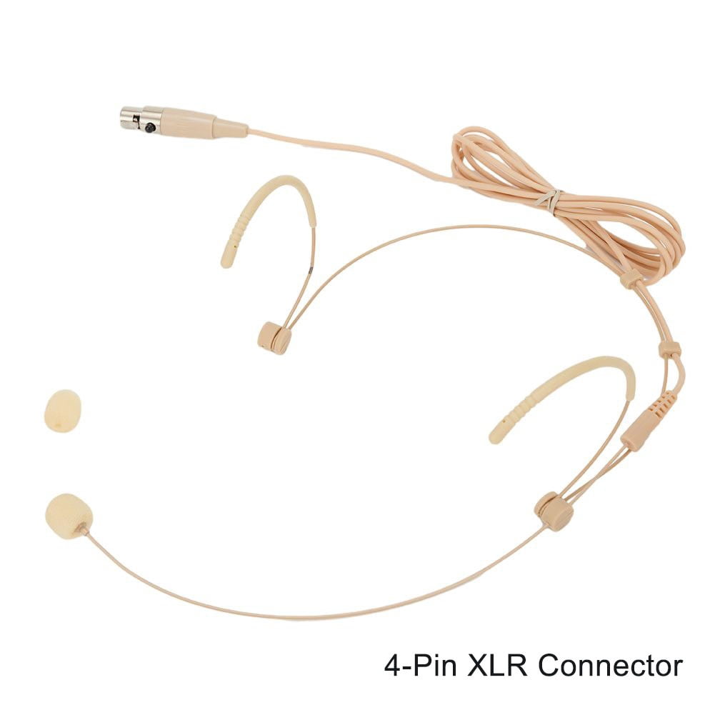 AFQH Adjustable Beige Double Earhook Headset Mic Headworn Microphone 3 Pin 4 Pin XLR For Shure Wireless Microphone With Cover