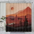 thumbnail image 3 of Boho Western Shower Curtain Modern Southwestern Mountain Cactus Arizona Desert Sunset Shower Curtain for Bathroom Mid Century Modern Retro Aesthetic Minimalist Fabric Bath Curtain with Hooks, 36X70IN, 3 of 3