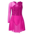 thumbnail image 3 of Miutii Kids Girls Sparkly Jazz Latin Ballet Lyrical Dance Dress Long Sleeve Gymnastics Skirted Leotard Dancewear Hot Pink 14, 3 of 5