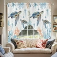 thumbnail image 3 of Swag Curtains Valances for Windows, Blue Coastal Ocean Short Kitchen Window Curtains Over Sink, Sea Turtle Starfish Coral Cafe Curtains Panel Set Of 2,Rod Pocket, 36 Inches Length White, 3 of 8