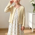 thumbnail image 2 of JFOPQVSM Girls Cardigan Button Down Knit Sweater 1-7Y Knitted Front,Scalloped Edges Long Sleeve Crew Neck Soft Stretchy for School Casual Dressy, 2 of 9