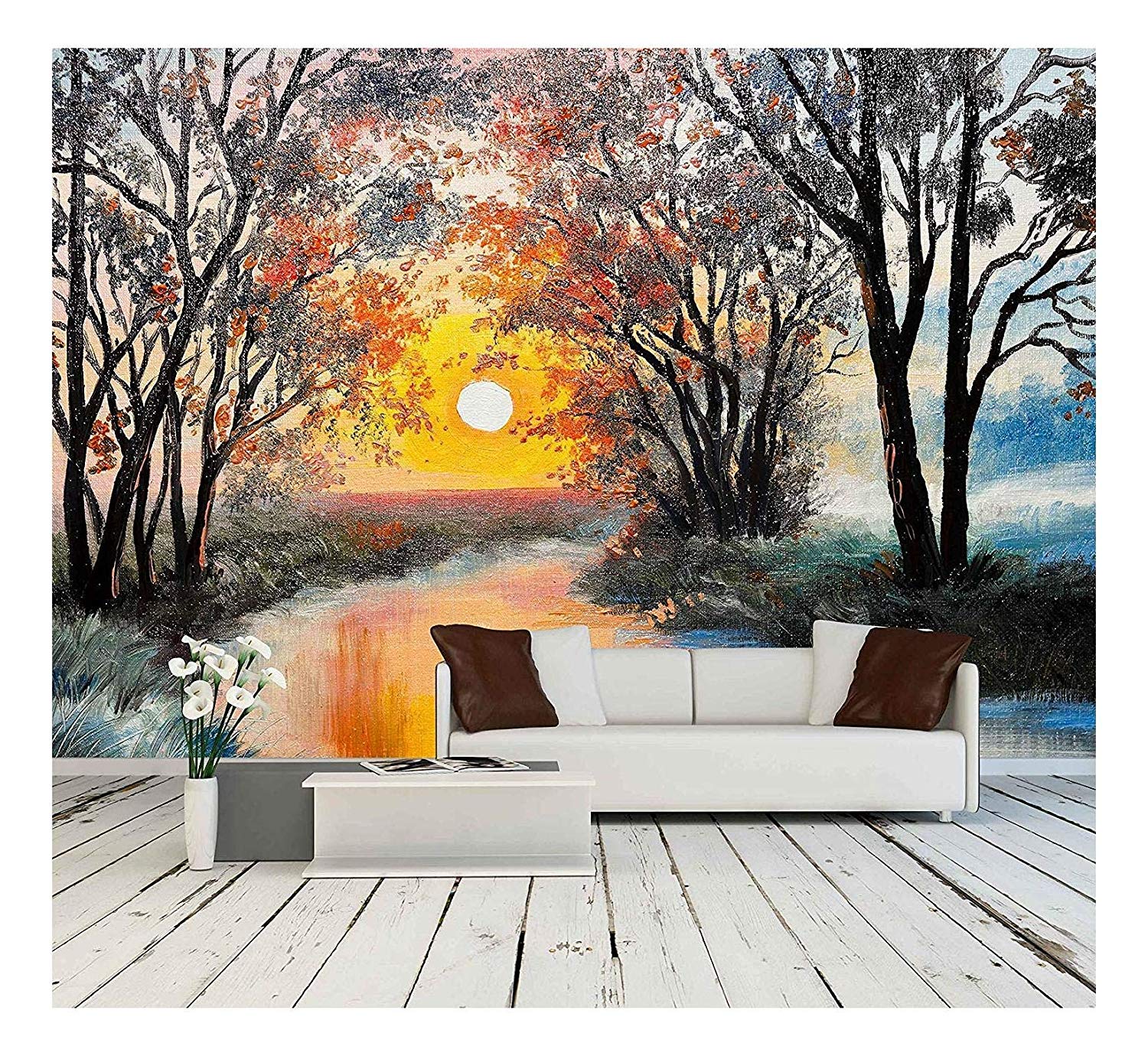 Wall26 Oil Painting on Canvas The River, Watercolor, Wallpaper, Tree